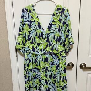 New Lilly Pulitzer Parigi Skort Romper Dress Sapphire Pool Tropical Tango XL